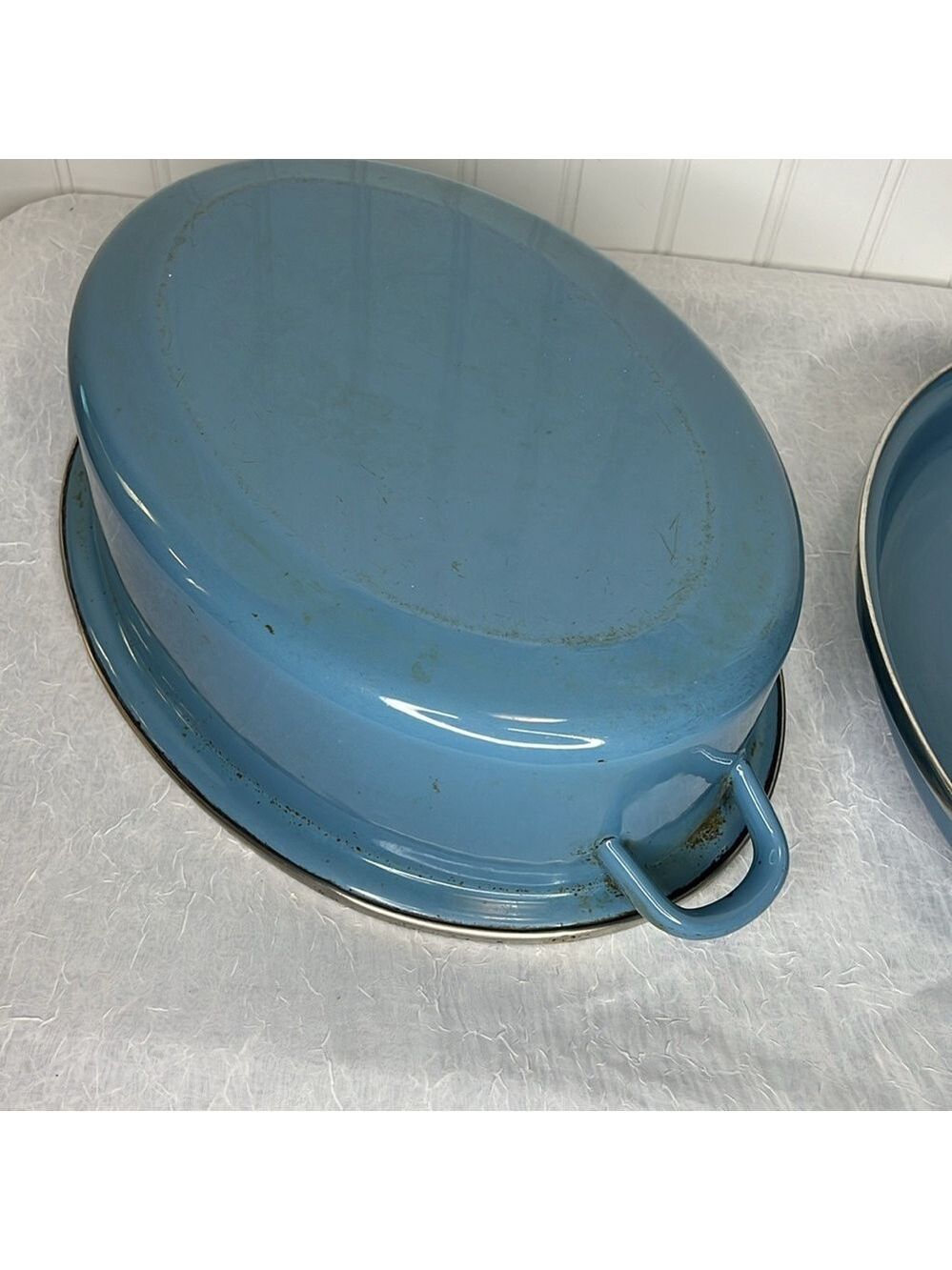 Vintage 2 Piece Blue 13” Enamelware Roaster - Picture 5 of 10